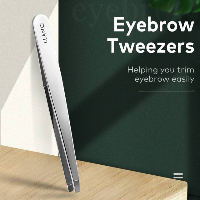 LLANO Llano Slant Pointed Precision Tweezer For Eyebrows & Ingrown Hair Removal, Blackhead And Splinter Tweezer With Sharp Needle Nose Point For Plucking, S