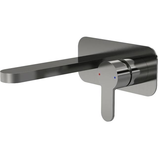 Merano - Nuie Arvan 2-Hole Wall Mounted Basin Mixer Tap with Plate - Brushed Pewter