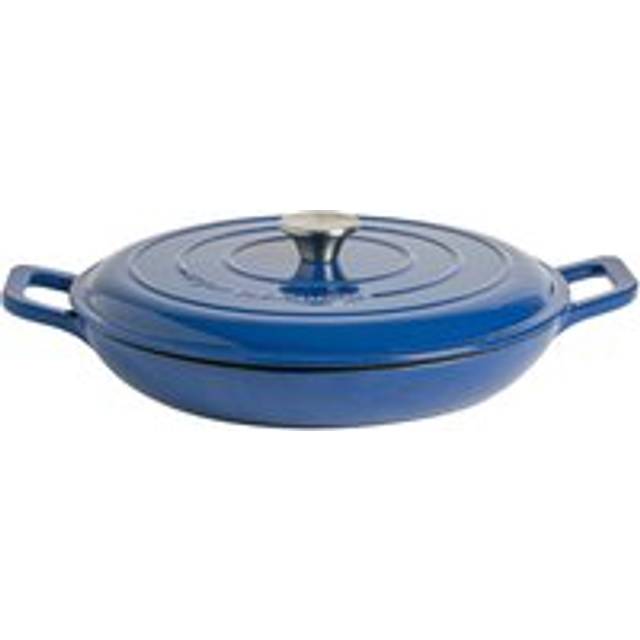 2.3L Cast Iron Shallow Casserole Dish - Blue