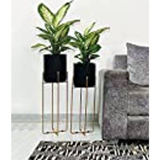 Green Decore Krukor, järn, svart/mässing, set om 2