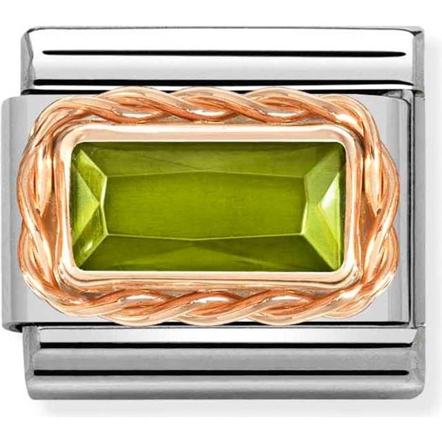 Nomination Classic Rose Gold Green Peridot Faceted Baguette Sparkly &a