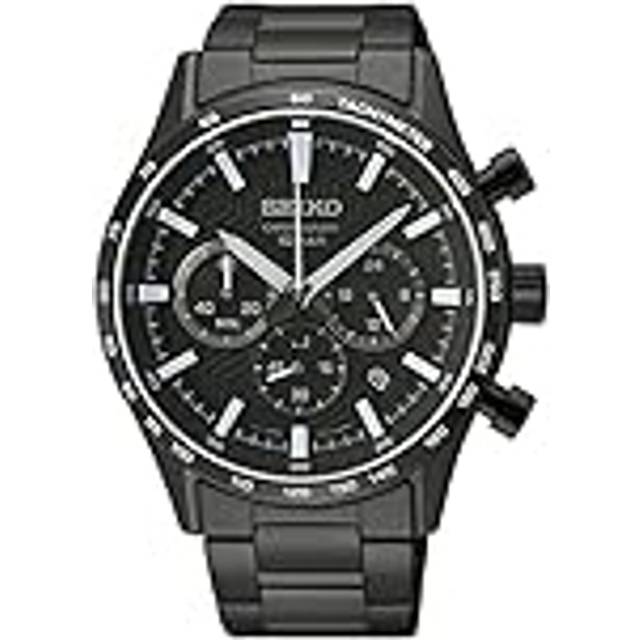 Seiko SSB415P1 Men's Chronograph Watch, Black Dial, Black Stainless Steel Bracelet