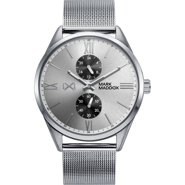 Mark Maddox HM0119-03 Men's Silver-Tone Multifunction Watch with Mesh Strap - 41mm