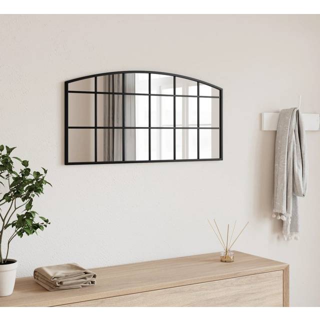 vidaXL Wall Mirror Black 80x40 cm Arch Iron