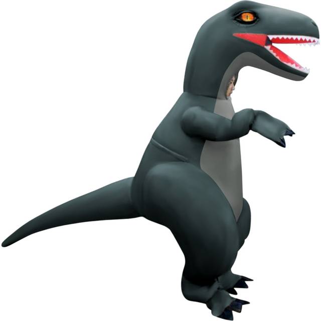 Funny Adult Inflatable Velociraptor Costume | Inflatable Costumes - Green&#47;Red&#47;White (One-Size)