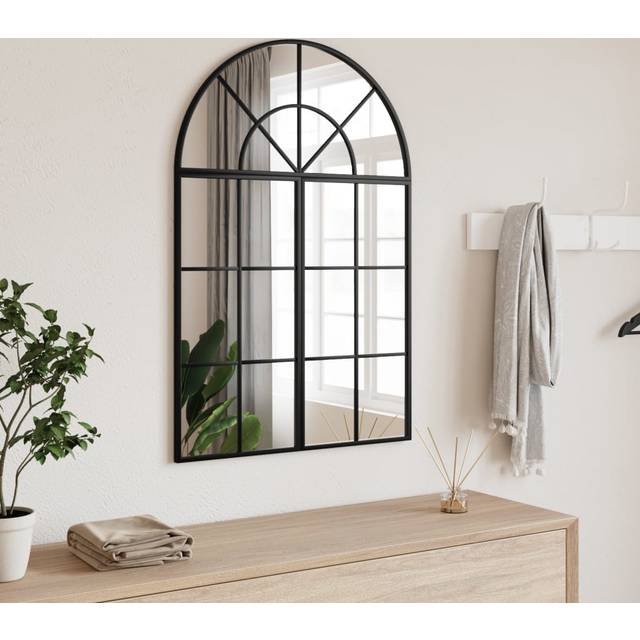 vidaXL Wall Mirror Black 60x30 cm Arch Iron