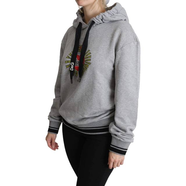 Dolce & Gabbana Gray Printed Hooded Exclusive Logo Sweater - IT38|XS (IT38|XS)