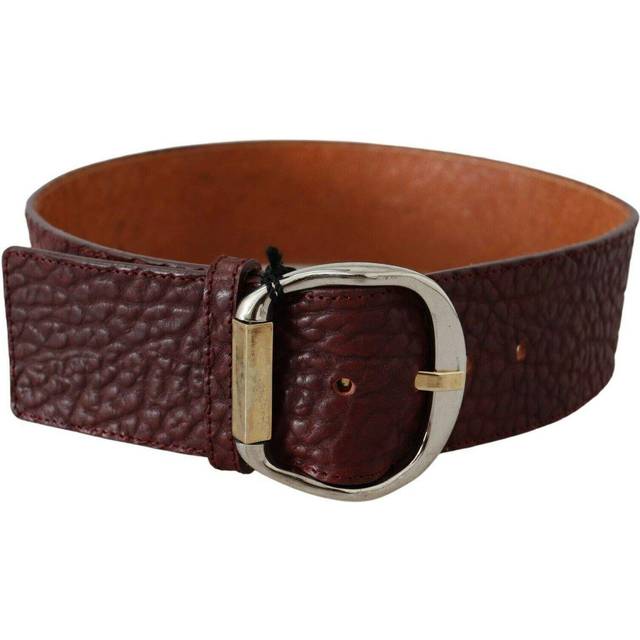 GF Ferre Bordeaux Wide Leather Waist Gold Silver Belt - 70 cm / 28 Inches