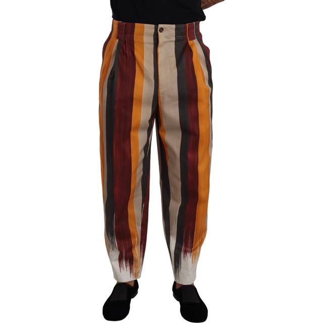 Dolce & Gabbana Multicolor Striped Cotton Tapered Trouser Pants - IT50 | L
