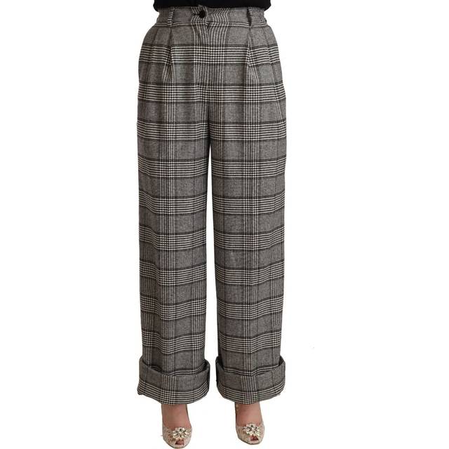 Dolce & Gabbana Gray Tartan Straight Trouser Wool Pants - IT40|S