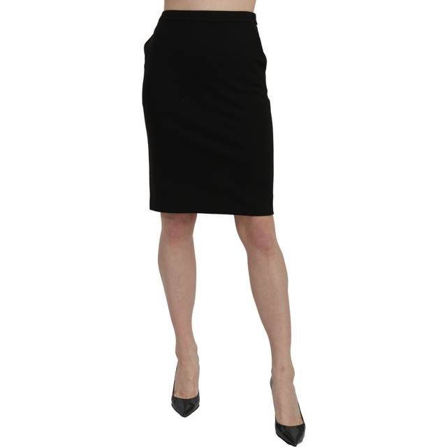 Gianfranco Ferré, Midi Skirts, female, Black, 3XS, Black Straight Pencil Cut Knee Length Skirt