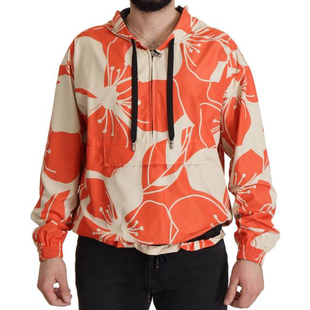 Dolce & Gabbana, Sweatshirts & Hoodies, Herr, L, Polyester, Blommig dragkedja hoodie, italienskt lyxuttalande - multicolor (L)