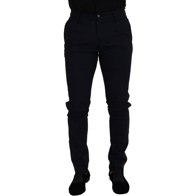 Dolce & Gabbana, Byxor, Herr, S, Polyester, Elegant Svart Ull Chino Klänning Byxor - black (S)