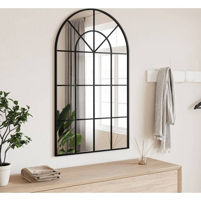 vidaXL Wall Mirror Black 60x100 cm Arch Iron