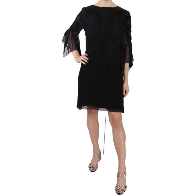John Richmond Sequined Silk Mini Shift Gown - IT44|L - Black (IT44|L)