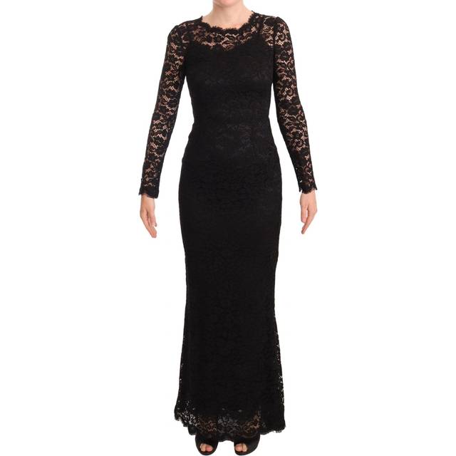 Dolce & Gabbana Black Cotton Lace Mermaid Long Sleeves Dress - IT38|XS