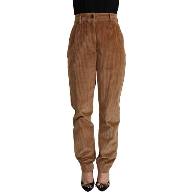 Dolce & Gabbana Brown Cotton Corduroy High Waist Skinny Pants - IT40|S