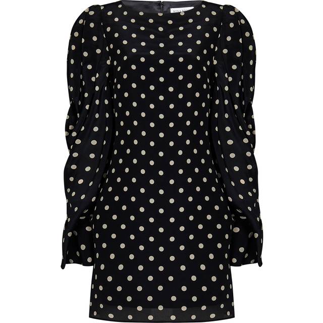 Nina Ricci - Gathered polka-dot silk crepe de chine mini dress - Black - FR 40