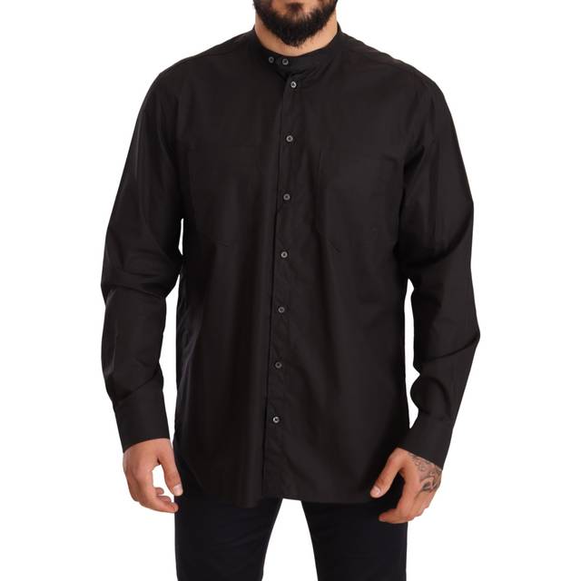 Black Cotton Button Down Men Casual Shirt - IT38 | XS
