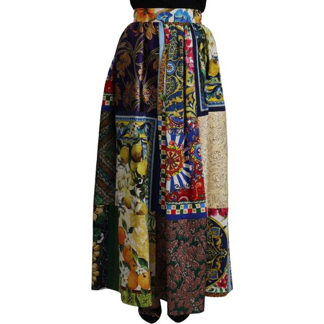Dolce & Gabbana Multicolor Patchwork Sicily Long Maxi Skirt - IT36 | XS