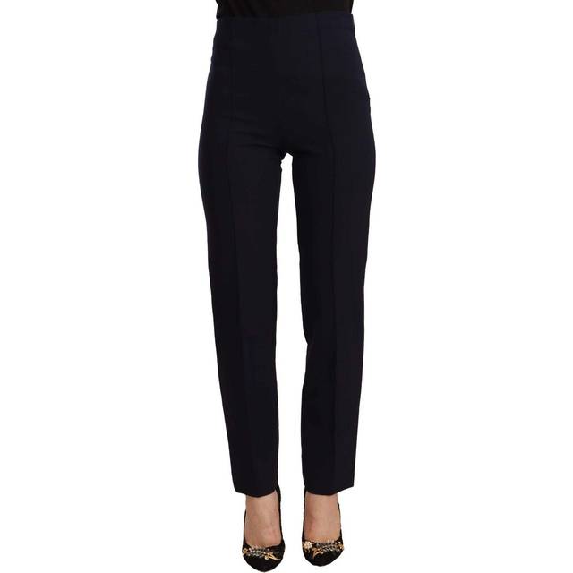 AGLINI Black High Waist Polyester Straight Pants - IT40|S