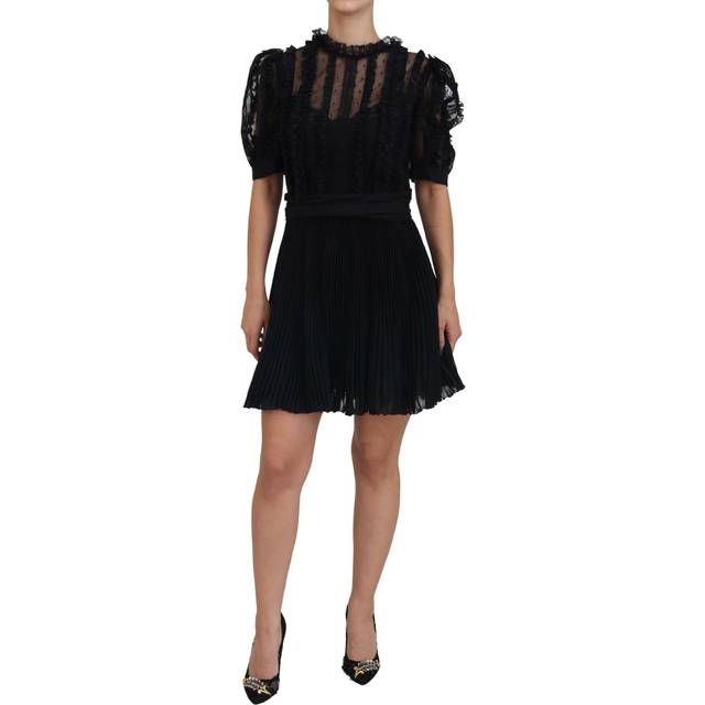 Elegant Lace Detailed A-Line Mini Dress - IT46|XL - Black