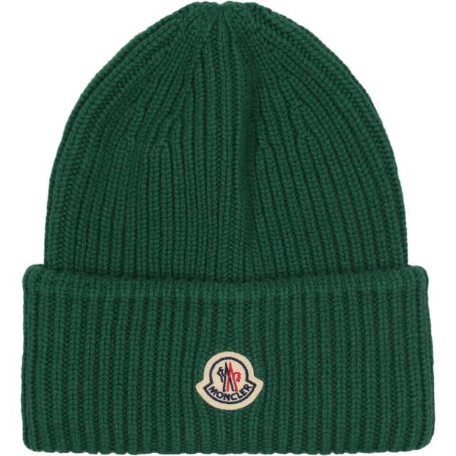 Moncler Green Rolled Brim Beanie - 844 PINE GREEN - UNI