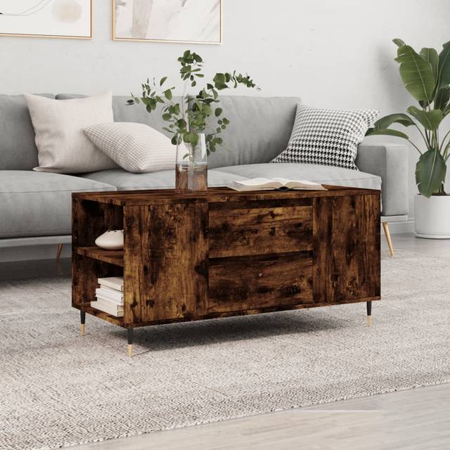 vidaXL Coffee Table Smoked Oak 102x44.5x50 cm Engineered Wood - Brown