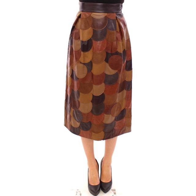 Dolce & Gabbana Brown Patchwork Leather Straight Skirt - IT38|XS (IT40|S)