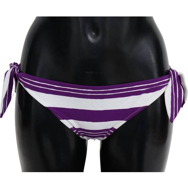Dolce & Gabbana Purple White Stripes Beachwear Bikini Bottom - IT2 | S - Multicolor