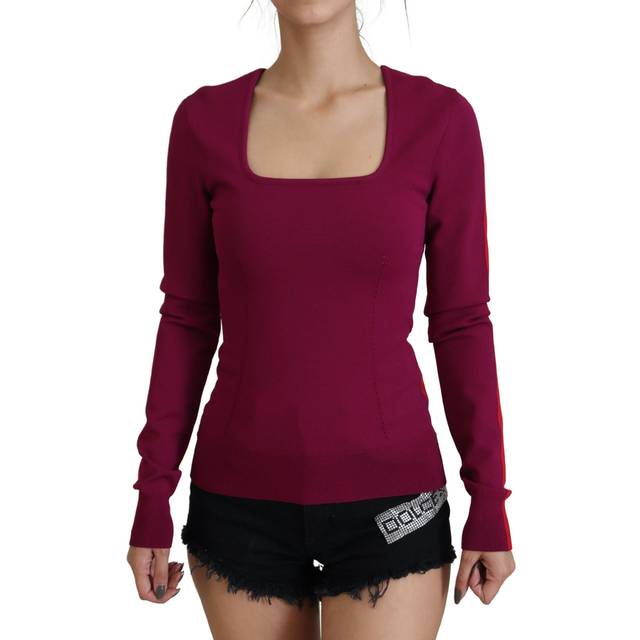Multicolor Viscose Square Neck Pullover Sweater - IT40|S