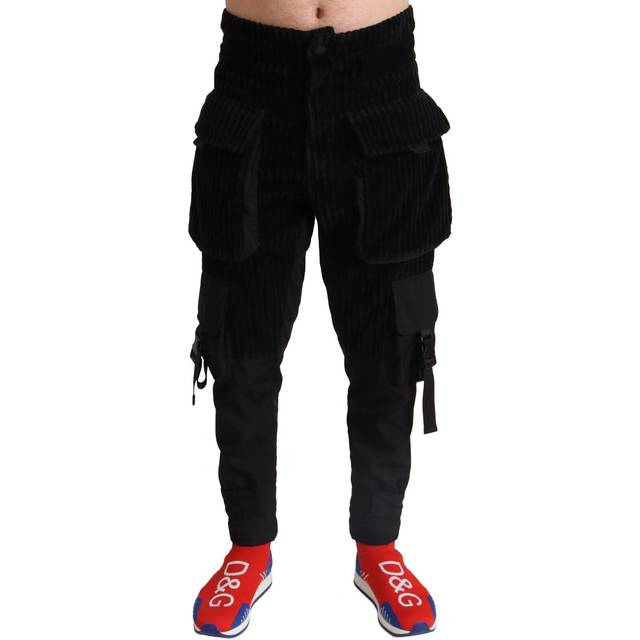 Dolce & Gabbana Black Cotton Skinny Corduroy Cargo Pants - IT44 | XS