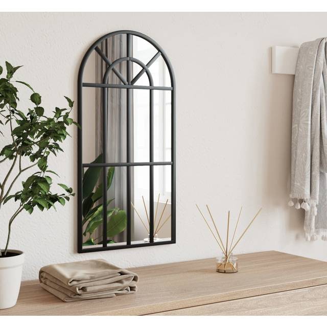 vidaXL Wall Mirror Black 30x60 cm Arch Iron