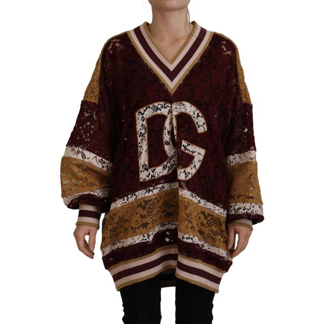 Multicolor Lace V-neck Pullover Sweater - IT40|S