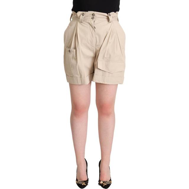Dolce & Gabbana, Shorts, Dam, S, Bomull, Höga midjade cargoshorts - beige (S)
