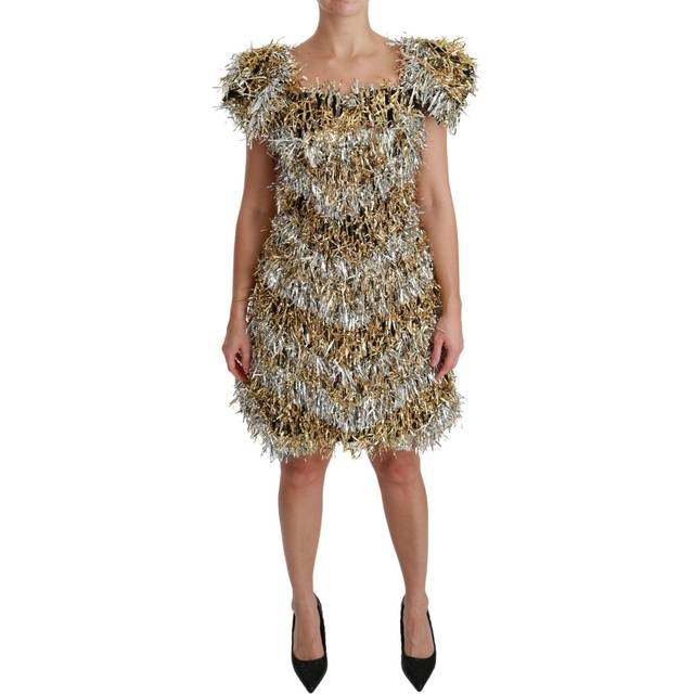 Dolce & Gabbana Silver Gold Sheath Mini Shift Gown Dress - IT40|S (IT40|S)