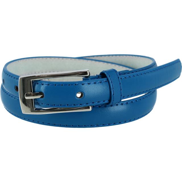 CTM Women's Skinny 3/4 Inch Leather Dress Belt - Royal Blue XL (XL)