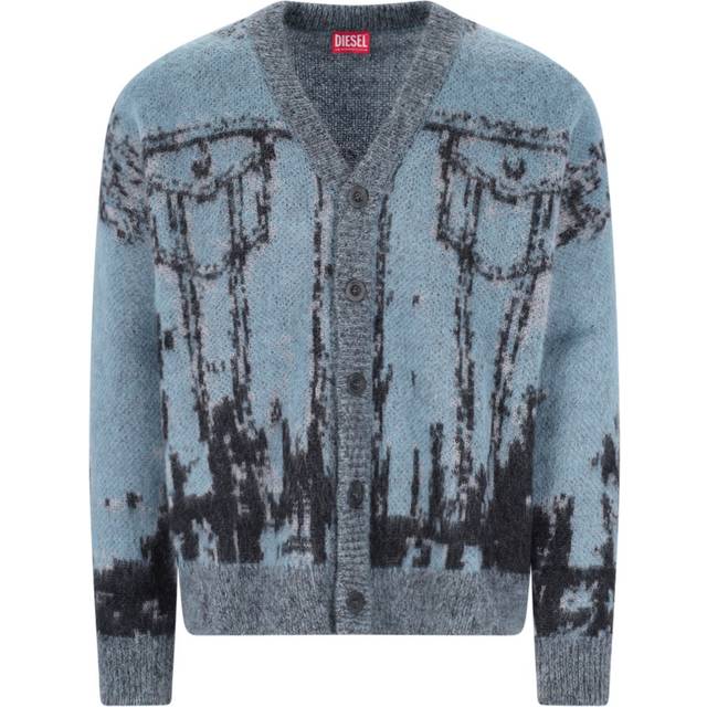 Diesel Man Cardigan Light blue Size XL Mohair wool, Nylon, Wool - Blue