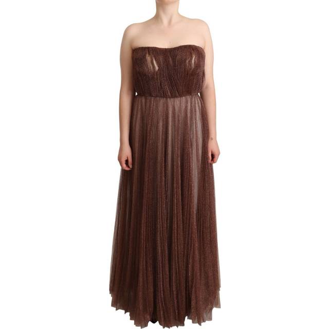 Dolce & Gabbana, Klänning, Dam, L, Metallic Bronze Lång Klänning - brown (L)