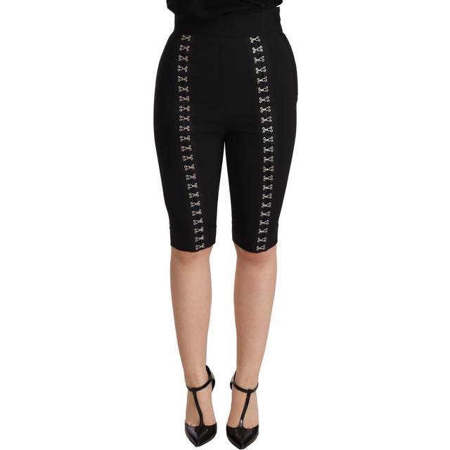 Dolce & Gabbana Black Wool Stretch Slim Fit High Waist Shorts - IT36 | XS