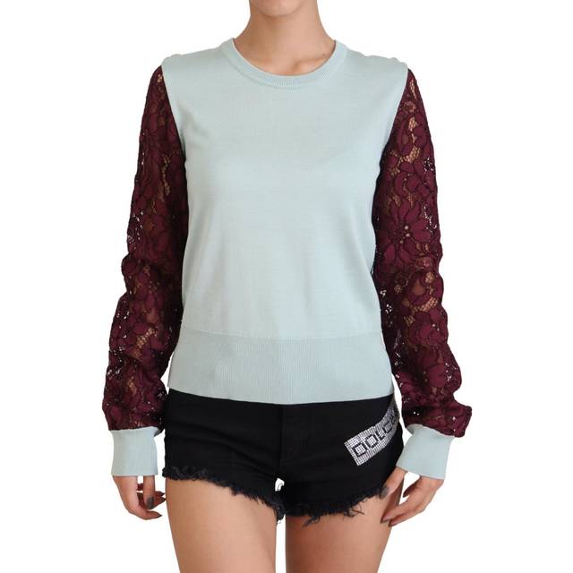 Multicolor Lace Round Neck Pullover Sweater - IT40|S