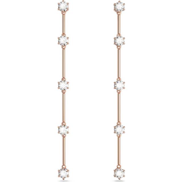 Constella drop earrings, Round cut, White, Rose gold-tone plated - OS