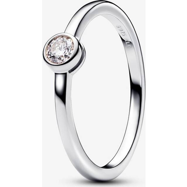 Pandora Era Bezel Sterling Silver Lab-grown Diamond Ring - Sterling silver / Lab-grown diamond - Sz. 51 - Clear