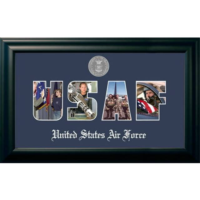 Campus Images AFSS002S 8 x 20 in. Patriot Frames Air Force Collage Satin Black Photo Frame with Silver Medallion