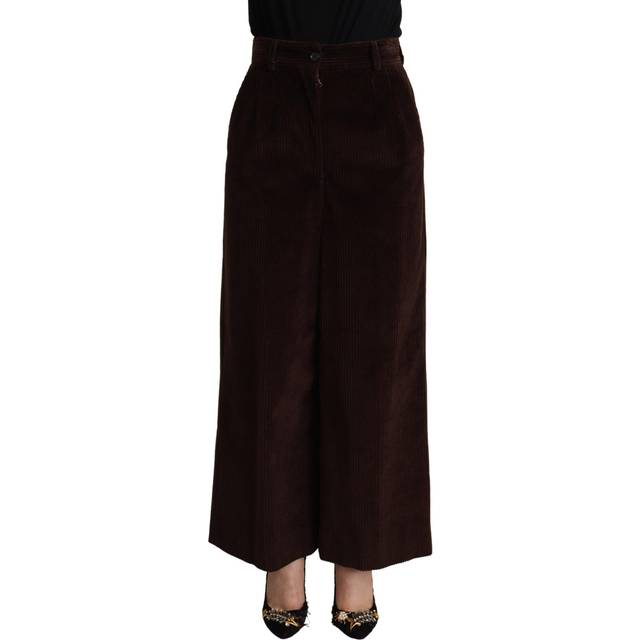 Dolce & Gabbana Black Cotton High Waist Trouser Wide Leg Pants - IT40|S