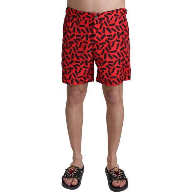 Dolce & Gabbana, Badkläder, Herr, S, Polyester, Mönstrade Simshorts - red (S)