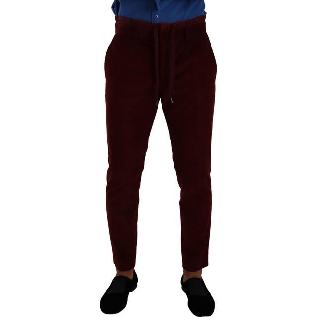 Dolce & Gabbana Bordeaux Velvet Formal Trouser Dress Pants - IT48 | M