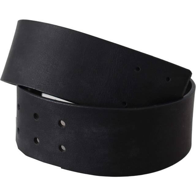 GF Ferre Black Genuine Leather Wide Logo Waist Belt - 60 cm / 24 Inches
