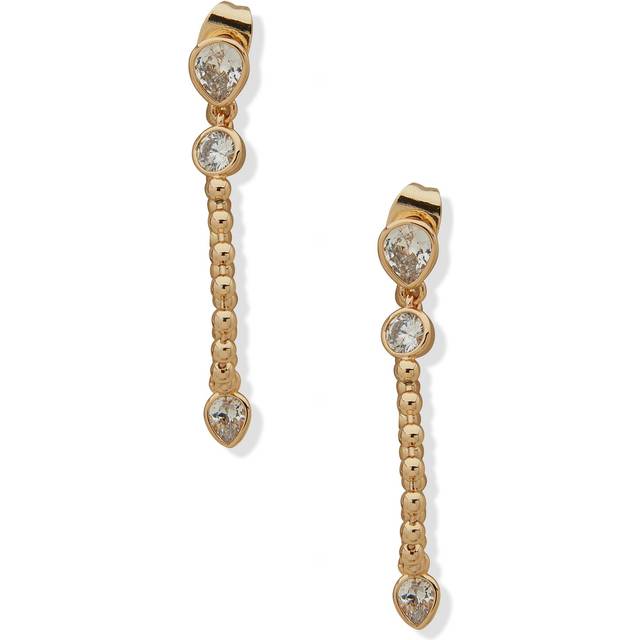 Anne Klein Women's Front/Back Stud and Dangle Earrings in Gold Tone