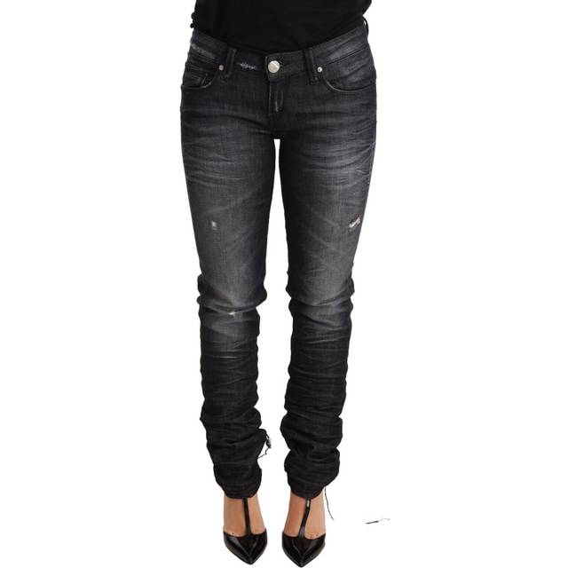 Acht Black Washed Cotton Low Waist Skinny Denim Trouser Jeans - W26